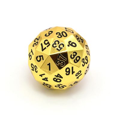 SASHUN ZX Metal 60 Sided Polyhedral Dice with Velvet Pouch for Tabletop Games DND MTG Math Teaching T302 (Color : Gold w Black Ink)