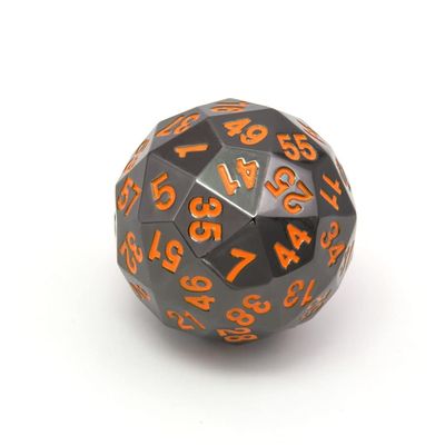 SASHUN ZX Metal 60 Sided Polyhedral Dice with Velvet Pouch for Tabletop Games DND MTG Math Teaching T302 (Color : Black w Orange Ink)