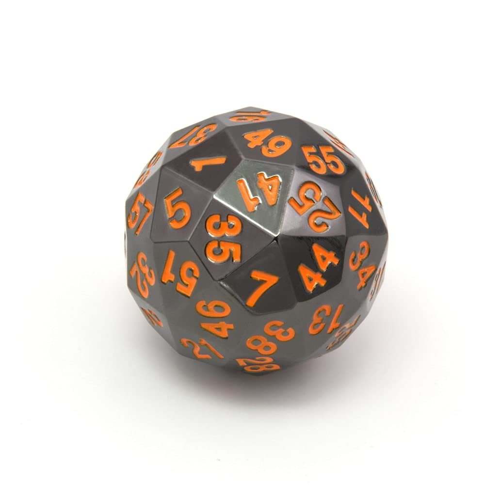 SASHUN ZX Metal 60 Sided Polyhedral Dice with Velvet Pouch for Tabletop Games DND MTG Math Teaching T302 (Color : Black w Orange Ink)