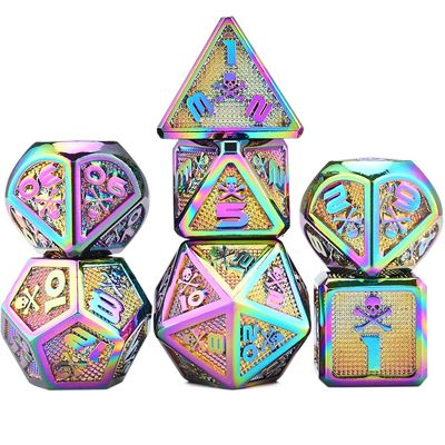 ZX Skull and Bones Large Size Metal Dice Set for TRPG DND Dice Games D4 D6 D8 D10 D% D12 D20 T302 (Color : SB9)