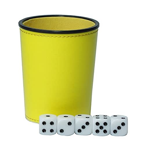 SASHUN ZX Leather PU Dice Cup Party Board Game Bar KTV Entertainment Dice Box with Dices T302 (Color : Y)