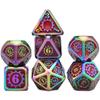 ZX Metal Polyhedral Dice Set for Tabletop Games DND D4 D6 D8 D10 D% D12 D20 Math Games T302 (Color : Red with Rainbow) view 1