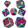 ZX Metal Polyhedral Dice Set for Tabletop Games DND D4 D6 D8 D10 D% D12 D20 Math Games T302 (Color : Red with Rainbow) view 2
