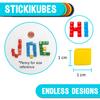 KOMARC GAMES StickiKubes, Mini Stacking Cubes That Stick to Anything, Non Toxic Kid Safe Sticky Blocks, Creative Construction Toy - 36 Cubes, 4 Colors, Display Easel view 2