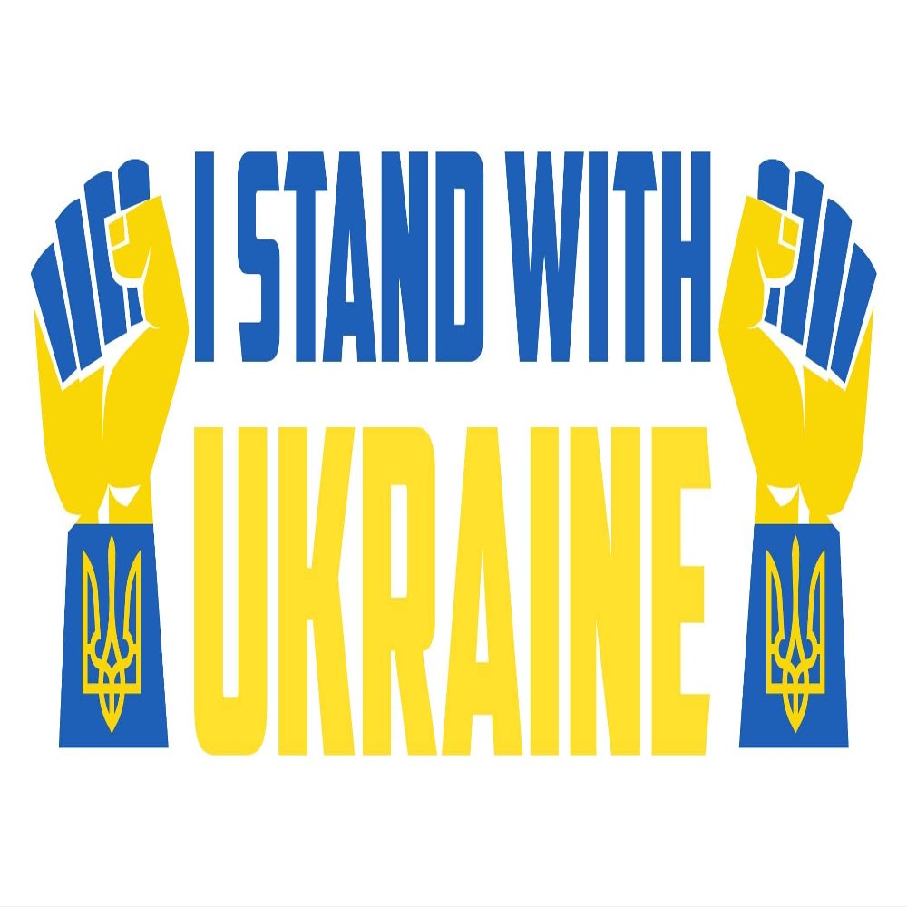 2 Pack I Stand with Ukraine Stickers, Support Ukraine Flag Sticker Ukraine Durable Flexible Vinyl, Stick and Remove Easily with no Residue. (I Stand 2 Fists)