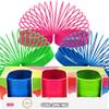 The Dreidel Company Neon Plastic Multicolor Coil Spring, Goody Bag Fillers, Party Favor for Kids, 3" Inches (80mm) (3-Pack) view 3