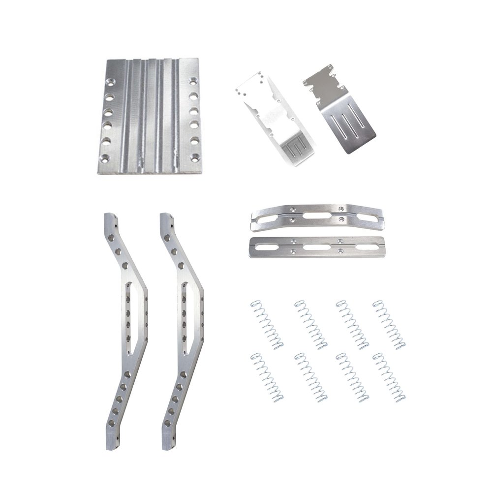 RC Car Aluminum Parts and Accessories for Tmaxx Classic 4910 2.5 or 1.5 Machine Finished Aluminum Bottom Chassis Braces Including Center Skid Plate- RC Car Upgrade Parts by RC Raven