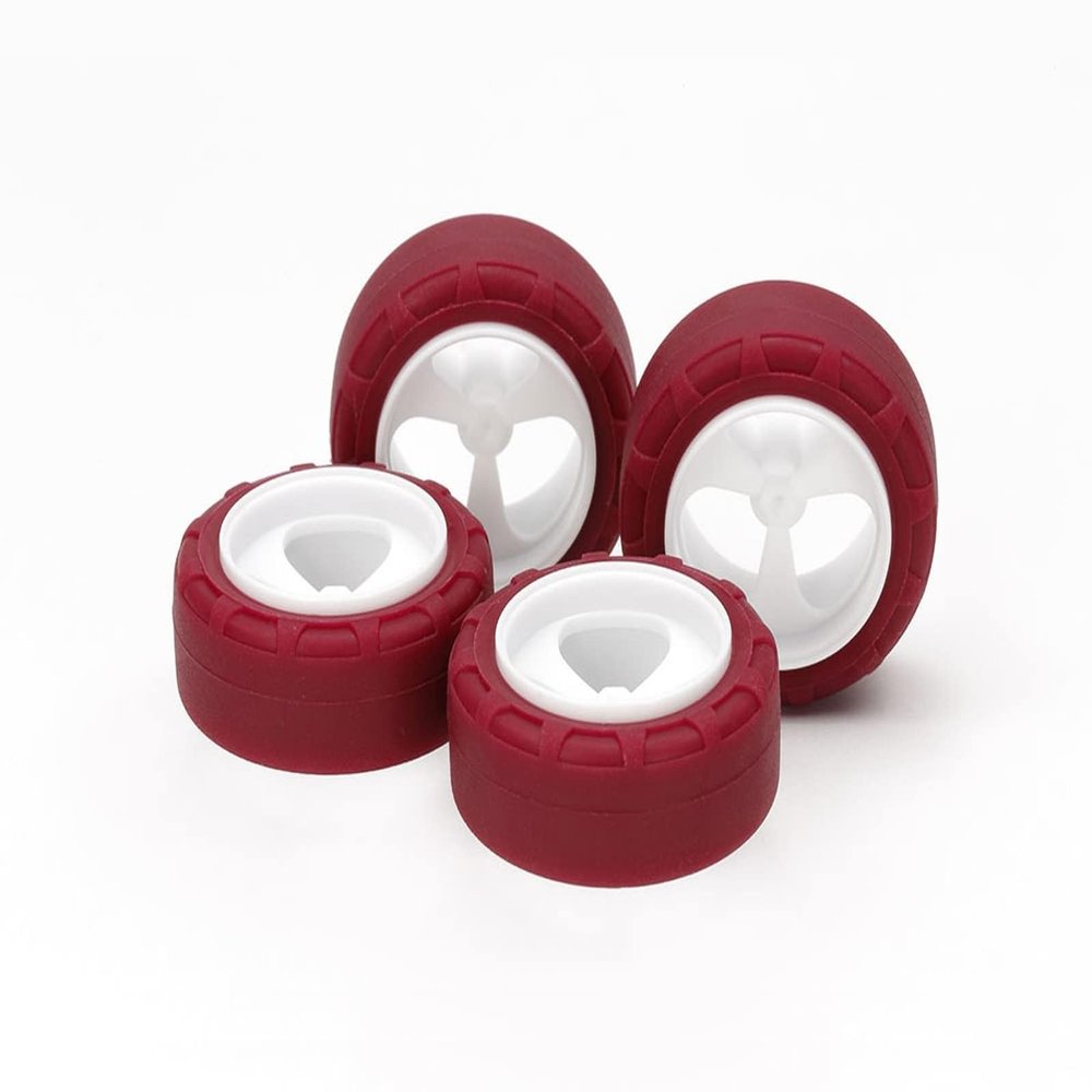 JR Low Friction Small Diameter Narrow Tires (24mm), and 3-Spoke Wheels / Tamiya / 95634
