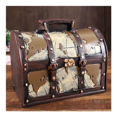WMYDNX Countertop Resin Piggy Bank with Lock,Suitcase Bank,Free Standing Vintage Treasure Chest Storage Box,Money Bank for Adult Child Toy (Color : Brown)