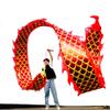 DSJUGGLING 3D Dragon Poi with 340g Weighted Ball & 1.1 Meters Swing Rope - Silk Flowy Shaking & Flinging Chinese Golden Dragon Ribbon Streamer + Travel Bag! (6 Meters (19.6 FT), Golden Red Dragon) view 2