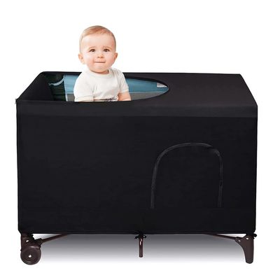 Blackout Crib Canopy Cover Stretchy Breathable Travel Netting Tent and Shade Stretch Up to 40"30" for Indoor and Outdoor Children's Sleep Safety (Black)