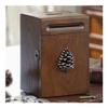 Countertop Cuboid Piggy Bank Wooden Retro Mini Money Bank with Lock for Kids and Adults,Handmade with Carving Coin Bank 7.5in Toy (Color : B) view 1