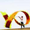 DSJUGGLING 3D Dragon Poi with 340g Weighted Ball & 1.1 Meters Swing Rope - Silk Flowy Shaking & Flinging Chinese Golden Dragon Ribbon Streamer + Travel Bag! (10 Meters (32.8FT), Golden Gold Dragon) view 1
