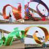 DSJUGGLING 3D Dragon Poi with 340g Weighted Ball & 1.1 Meters Swing Rope - Silk Flowy Shaking & Flinging Chinese Golden Dragon Ribbon Streamer + Travel Bag! (10 Meters (32.8FT), Golden Gold Dragon) view 3