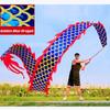 3D Dragon Poi with 340g Weighted Ball & 1.1 Meters Swing Rope - Silk Flowy Shaking & Flinging Chinese Golden Dragon Ribbon Streamer + Travel Carry Bag! (8 Meters (26.2 FT), Golden Blue Dragon) view 1