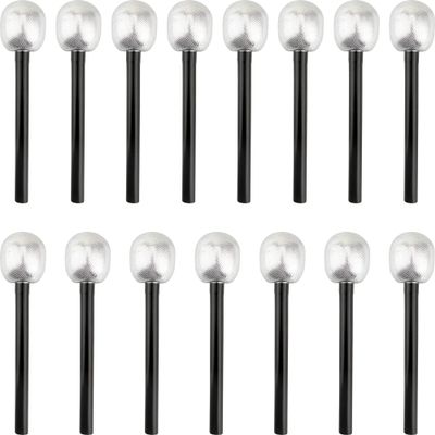 Haconba 15 Pack Toy Microphone Stage Mic Costume Prop Fake Mic Accessory Silver Glitter Microphone for Cosplay Stage Play Rock Star Accessories Prop Karaoke Birthday Theme Party Favors