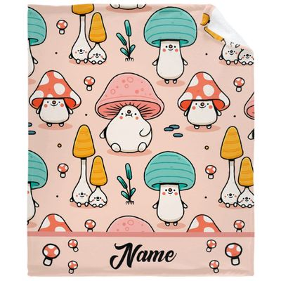 Atthadassi Cute Mushroom Head Custom Personalised Baby Blankets, Fleece Blankets 120"x90" with Names