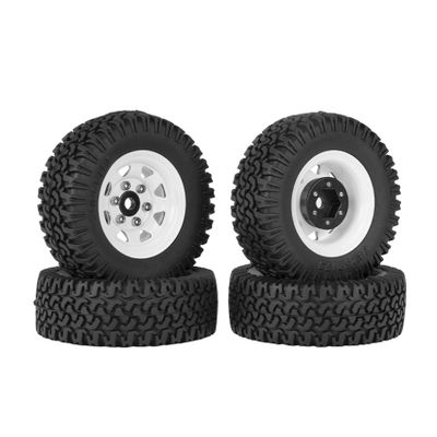 LAFEINA 78mm RC Tyre and Wheel Set, 1.55 inch Beadlock Alloy Rim and Tire for 1:10 RC Crawler Car Tamiya CC01 CC02 LC70 MST JIMNY AX90069 D90 TF2 (B White)