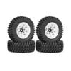 LAFEINA 78mm RC Tyre and Wheel Set, 1.55 inch Beadlock Alloy Rim and Tire for 1:10 RC Crawler Car Tamiya CC01 CC02 LC70 MST JIMNY AX90069 D90 TF2 (A White) view 1
