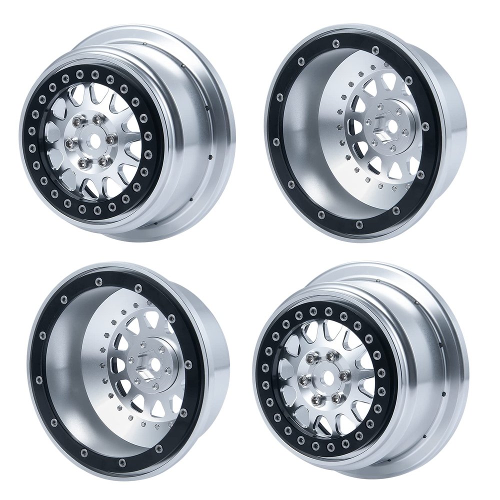 AXSPEED CNC Beadlock Wheel Rims Wheel Hubs for 1:10 Baja Rey RC Car