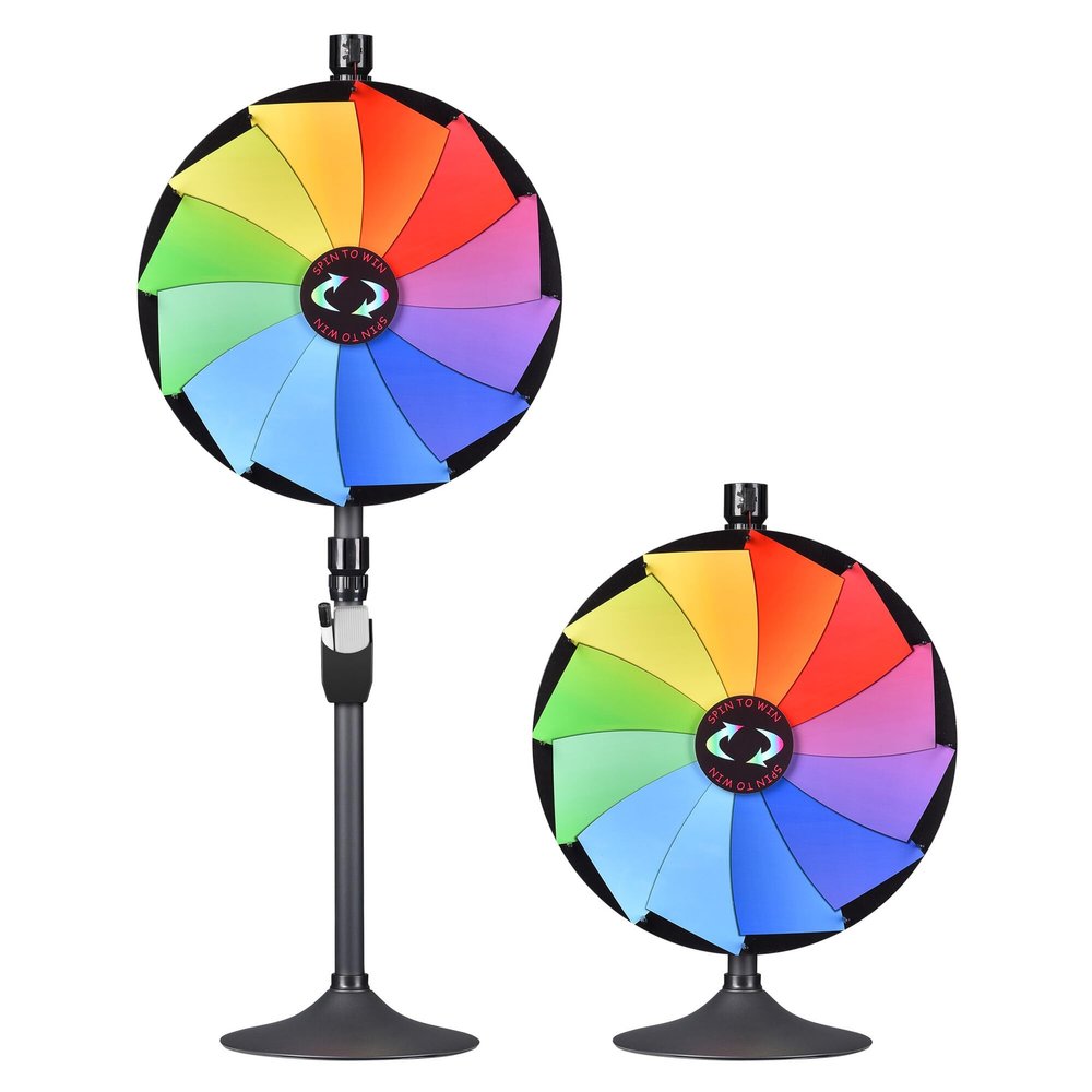 WinSpin 24 Inch Dual Use Prize Wheel Carnival Games - Roulette Wheel with Dry Erase Marker - 12 Slots Tabletop and Floor Heavy Duty Spinning Wheel for Carnival,Trade Shows, Parties and Outdoor Events
