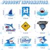 28 Pieces Shark Party Supplies Set Includes 12 Hanging Swirls Shark Happy Birthday Banner 12 Hanging Cutouts 3 Birthday Honeycomb Centerpiece for Party Decorations view 2