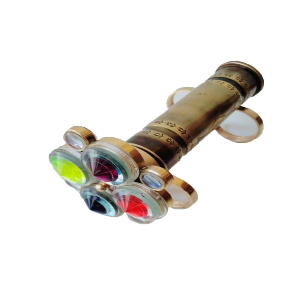 Classic Kaleidoscope Brass Unique Kaleidoscope Single Wheel Kaleidoscope Nautical Gift by Nautical Export India (Wood Stand)