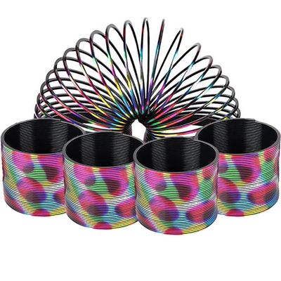 The Dreidel Company Metallic Coil Spring, Rainbow Magic Springy Toy for Kids, Party Favor, Birthday Parties, Carnival Prizes, Goody Bag Filler, 3" (4-Pack)