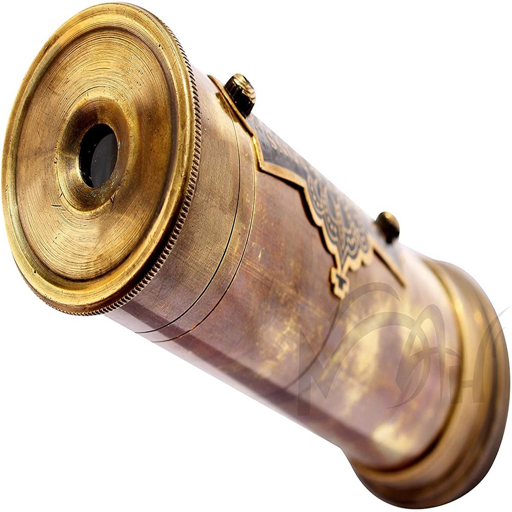 Vintage Kaleidoscope Brass Unique Kaleidoscope Double Wheel Kaleidoscope Nautical Gift by Nautical Export India (Without Stand)