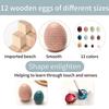 OESSUF Wooden Fake Eggs Easter Eggs Play Eggs for Toddlers Pretend Wood Egg Decor for Play Kitchen Artificial Decorative Eggs for Crafts Toy Food (12PCs) view 3