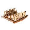 BeautifulGreekStatues Chess Set with Alabaster Board Ancient Greek Gods & Soldiers Gold Tone 13.7x13.7 inches view 1