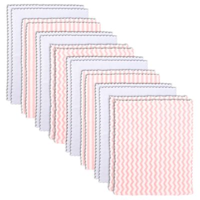 16 Pack Super Soft Baby Burp Cloths, Baby Washcloths, Ultra Absorbent Large Newborn Burping Cloth for Boy and Girl, Milk Spit Up Rags, Unisex for Baby Sensitive Skin, Pink and White, 16 12 Inch