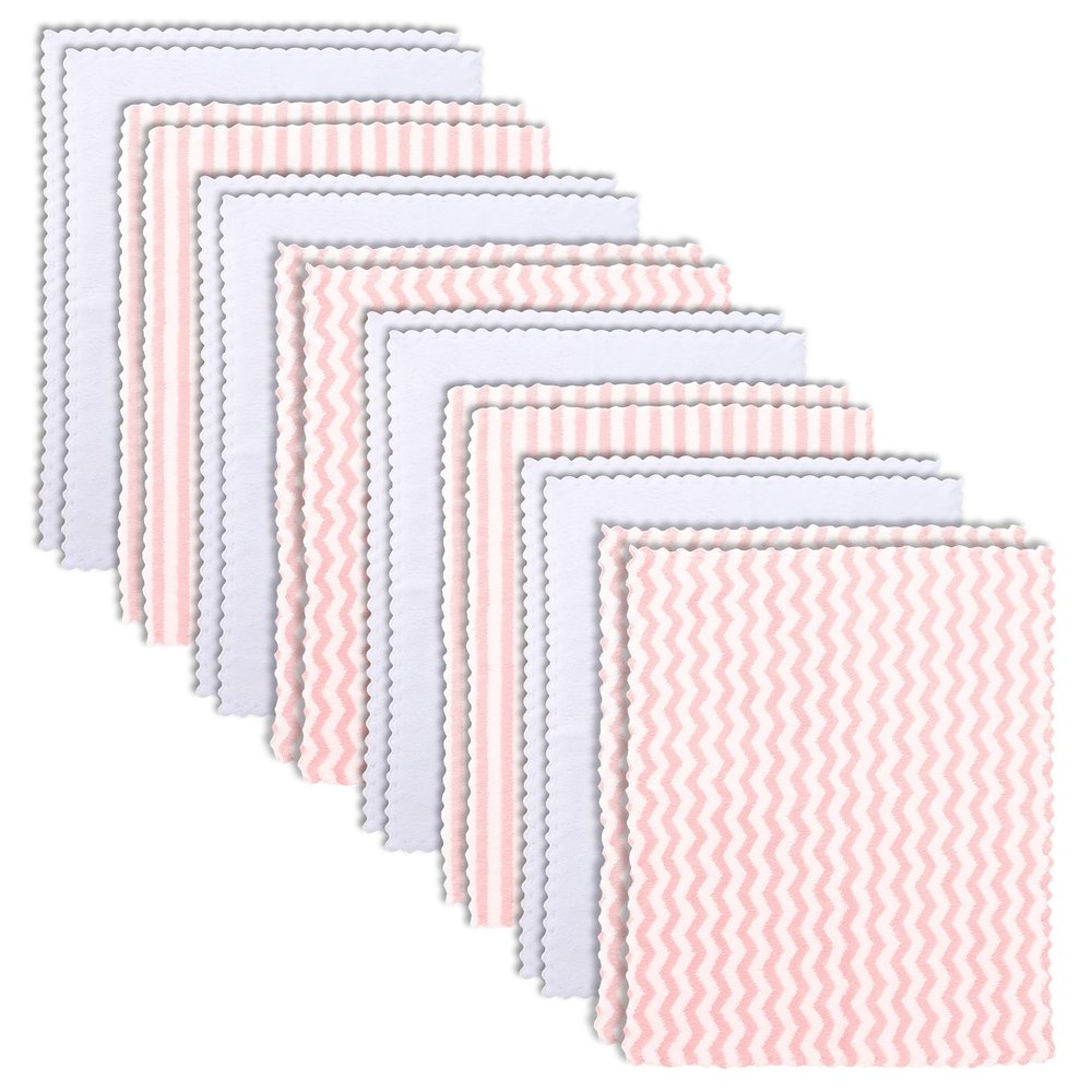 16 Pack Super Soft Baby Burp Cloths, Baby Washcloths, Ultra Absorbent Large Newborn Burping Cloth for Boy and Girl, Milk Spit Up Rags, Unisex for Baby Sensitive Skin, Pink and White, 16 12 Inch