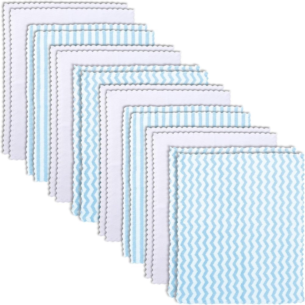 16 Pack Super Soft Baby Burp Cloths, Baby Washcloths, Ultra Absorbent Large Newborn Burping Cloth for Boy and Girl, Milk Spit Up Rags, Unisex for Baby Sensitive Skin, Aqua and White, 16 x 12 Inch