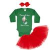 Tcombo Mermaid Hair Don't Care - Beach Summer Long Sleeve Baby Bodysuit + Tutu Skirt + Bow Headband Set (Long Sleeve Green Bodysuit/Red Tutu, Newborn) view 1