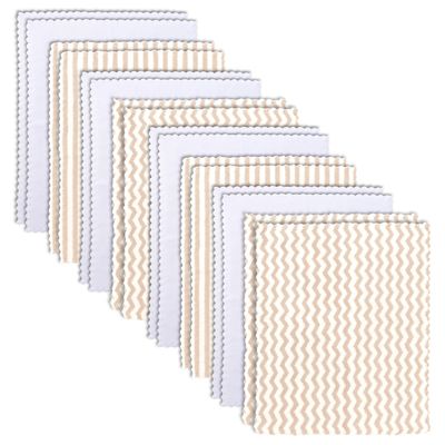 16 Pack Super Soft Baby Burp Cloths, Baby Washcloths, Ultra Absorbent Large Newborn Burping Cloth for Boy and Girl, Milk Spit Up Rags, Unisex for Baby Sensitive Skin, Brown and White, 16 12 Inch