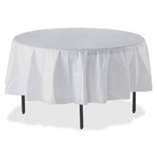 Round Tablecover, Plastic,84 in. Diameter, 6-PK,WE