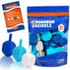 Zion Judaica Hanukkah Dreidels Multi Blue, White Medium Size Dridels Bulk Plastic Drydlech Hebrew Letters and English Transliteration Includes Traditional Chanukah Game Guide Ziplock Bag Hanuka Fun view 1
