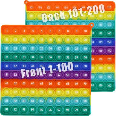Double Side 1 100 200 Popper, Chart Pop, 200 Poper with Numbers, Square Popper for Elementary, Fidget Sensory Toy, Montessori Educational Gift for Kindergarten Classroom Kids 3 4 5 Year Old