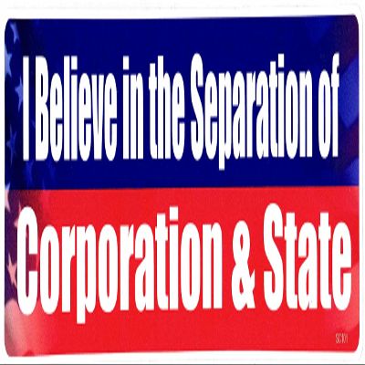 Gear Tatz - I Believe in Seperation of Corporation & State - Political Car Magnet - 2.75 x 9.5 inches - Professionally Made in The USA(Magnetic, X5)