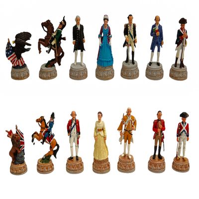 American Revolutionary War of Independence Hand Painted Luxury Pewter Chessmen