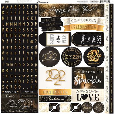 2022 New Year 12x12 Scrapbook Stickers