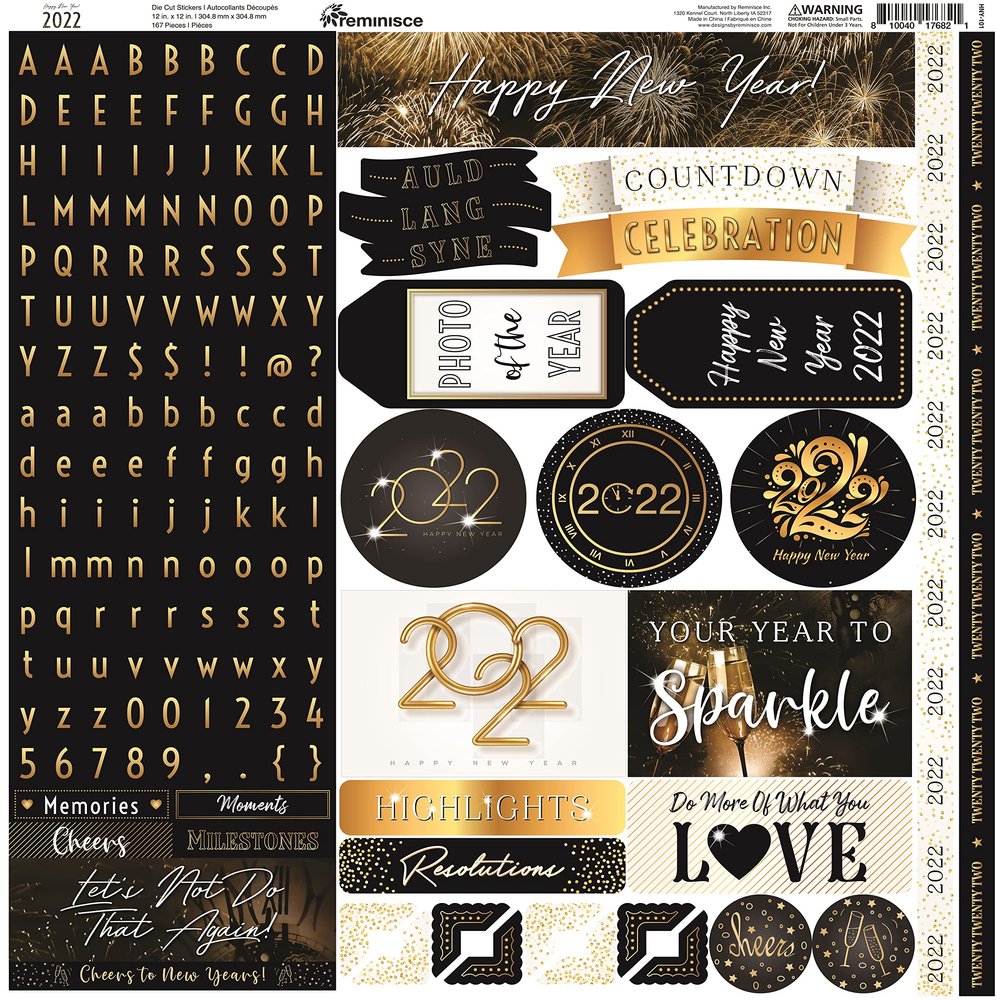 2022 New Year 12x12 Scrapbook Stickers