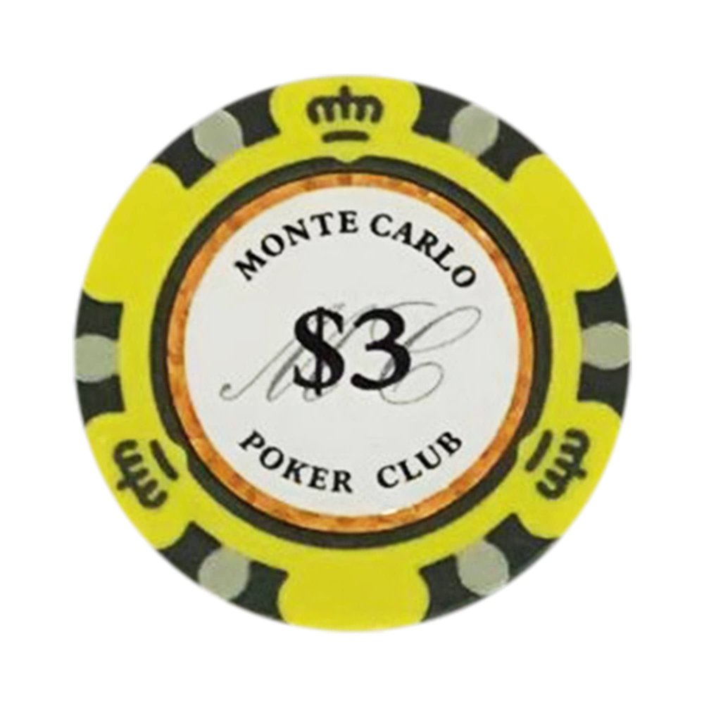$3 Monte Carlo Smooth Poker Chips - 100 Poker Chips