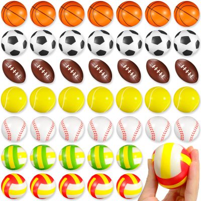 Zhanmai 48 Pcs Sports Stress Balls for Kids Adults Mini Foam Stress Balls Sport Party Favors Piata Fillers Basketball Baseball Soccer Fidget Toy for Anxiety Relief Classroom Goodie Bag Stuffers