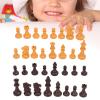 Replacement Chess Pieces Universal Falling Resistant Double Color Reusable Chess Pieces Figurine Pieces for Party Wood color view 2