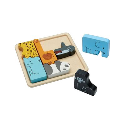 PlanToys Animal Puzzle Game Wooden Educational Toy for Kids Ages 3+ | Montessori Logic & Matching Game That Builds Problem-Solving, Coordination & Cognitive Skills | Eco-Friendly Learning Toy