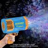 Bubble Gun Bazooka Machine with Solution - 69 Holes Blaster for Outdoor Summer Toy, Party Favors - Blue Christmas Bubble Maker Blowers for Kids view 4