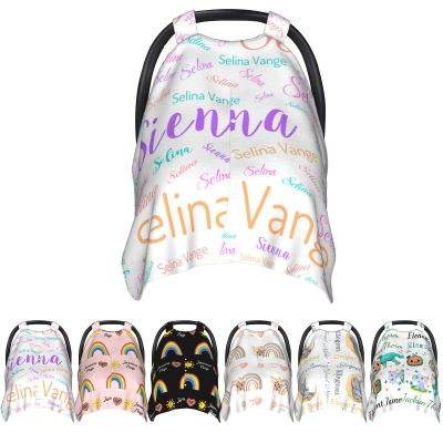Personalized Baby Name Car Seat Covers for Girls,Nursing Custom Carseat Canopy for Babies Boy Winter Breastfeeding Cover Car Seat Canopies for Newborn Infant Toddler