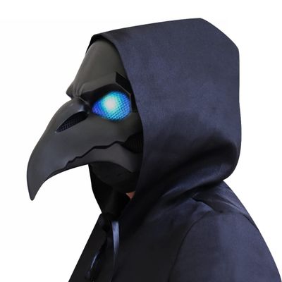 CAFELE Steampunk Plague Doctor Bird Mask with LED Light, Retro Long Nose Beak Cosplay Mask Halloween Masquerade Costume Props (Blue Led)
